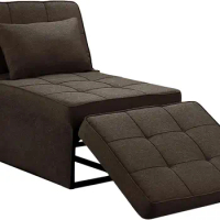 Saemoza Sofa Bed, 4 in 1 Multi Function Single Folding Ottoman Bed, Adjustable Backrest Small Couch Bed ，Dark Brown