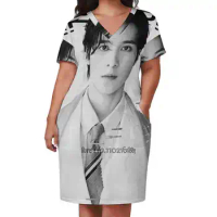 Wayv Hendery V-Neck Short Sleeve Dress A-Line Skirt Women'S Clothing Office Lady Elegant Skirt Nct Wayv Nct Wayv Wayv Hendery