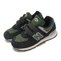 New Balance 童鞋 574 寬楦 中童 小朋友 黑 綠 麂皮 魔鬼氈 NB PV574KBG-W