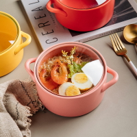 雙耳湯碗大號家用陶瓷帶蓋大碗泡面碗 日式個性網紅創意湯盆餐具