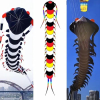 Free shipping 18m fly toy koi fish soft kite Centipede Kite software giant kite professional wind colorful flying kites string