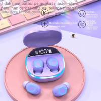 M13 Macaron TWS Bluetooth Headset Mic LED Display dengan Breathing Light Case Suara HIFI Stereo Taha