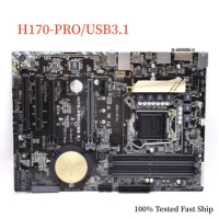 For Asus H170-PRO/USB3.1 Motherboard 64GB H170 LGA 1151 DDR4 ATX Mainboard 100% Tested Fast Ship