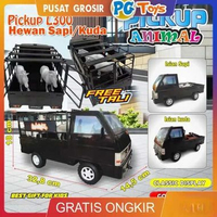PGTOYS Mainan Mobil Pick Up L300 Sapi/Kuda Animal Angkut Hewan Miniatur Warna Hitam Black Pickup Mai