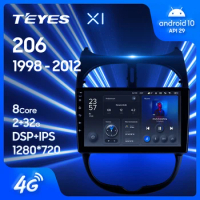 TEYES X1 For Peugeot 206 1998 - 2012 Car Radio Multimedia Video Player Navigation GPS Android 10 No 2din 2 din DVD