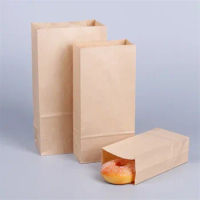 2000Pcs/Alot Wholesale Bread Kraft Bag for Bread Food Custom Logo Size Paper Bags for Food Take Away