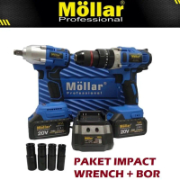 Alat Teknik Paket Bor Cordless Drill CID20500 + Impact Wrench Mollar CIW20350 Viral