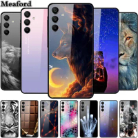 Luxury Case For Samsung A15 4G 5G Tempered Glass Cover For Samsung Galaxy A25 A55 5G Phone Cases Fashion Wolf Protective fundas
