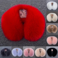 Winter Faux Fox Fur Collar Women Warm Scarf Shawl Furry Fur Collar For Coat Hood Fur Decor Fluffy Soft Parkas Coat Fur Collar