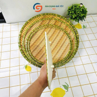 ( SET 3 ) Đĩa nhựa giả mây tre đan nhựa,mẹt tre tròn cao cấp size 20cm, có chân để hoa quả,mẹt bún đ