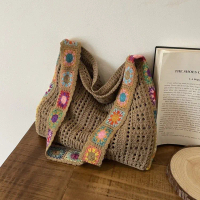 2025 New Knitted Bag Woven Bag Large Capacity Tote Bag Bohemian Style Crossbody Bag Women's Bag