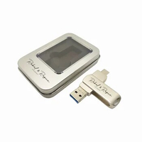 Free Custom Laser Engraving LOGO Silver Metal OTG Flash Drive 3 IN 1 iPhone+ Type-C+ USB3.0 128GB 64GB 32GB 16GB and Metal Box