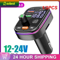 1/2PCS Bluetooth 5.0 Car FM Transmitter Dual USB 3.1A+Type-C Car Charger Ambient light Handsfree Car Kit Mp3 Player Support TF