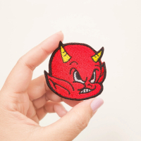 Halloween Patch Bordir Aksesoris Emblem Iron On Red Devil