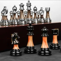 Luxury Chess Set Big Chess Board Game Figures 45CM Folding Wooden Chess Board Exquisite ABS Plastic Steel Chess Pieces