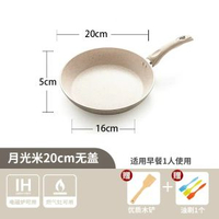 內地直送 - 麥飯石平底鍋|不粘鍋|小煎鍋|小鍋|迷你家用煎蛋鍋|電磁爐小號迷小米白色—20cm【送木鏟+油刷】（平行進口）