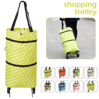 Folding Shopping Pull Cart Trolley Bag With Wheels Foldable Shopping Bag Reusable Grocery Bag Food Organizer Vegetables Bag