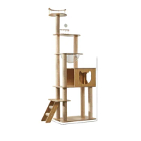 New Cat Tree Climbing House Wooden Big Cat Tower Wood Solid Carton Box Playing Cat Toys 4 Seasons MDF 20kg Stocked