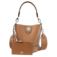 【MOYNAT】BALUCHON BB 低調簡約小牛皮手提包水桶包兩用包(淺咖)