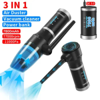 Powerful Air Blower for Cordless Compressed Air Duster and Mini Vacuum Cleaner,Rechargeable Air Blower for Keyboard,Computer,Car