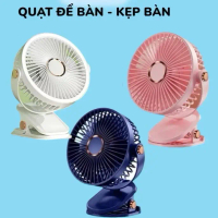 Quạt tích điện kẹp bàn kẹp xe 3 chế độ gió, xoay 360 độ, có đèn led,3 nhỏ gọn, CHUNG SHOP 12