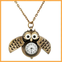 Hot Sale Owl Retro Pocket Watch Necklace Jewelry Wholesale Korean sweater Chain Fashion Watch Pocket Watch