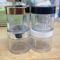 1OZ Gold/Silver/Black/White Lid Acrylic Powder Empty Bottle 20/50/100pcs Round Clear Jars with Lids Empty Plastic Makeup Jar*-H5