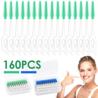 160Pcs Interdental Brush Toothpick Silicone Tooth Picks Comfy Dental Tooth Cleaning Tool Floss Interdental Brush Stick for Teeth
