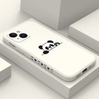 Panda Cute Label Phone Case For iPhone 15 14 13 12 11 X XR XS SE2 SE2020 8 7 6 6S Plus Pro Max Mini Silicone Cover