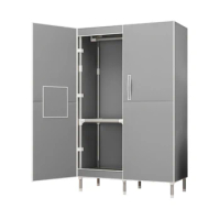 Open-door wardrobe, household thickened steel hanging dust-proof simple fabric wardrobe, single and double rental room cabinet