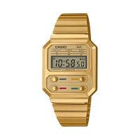 【CASIO 卡西歐】CASIO卡西歐 VINTAGE 經典復古簡約時尚電子錶-全金色(A-100WEG-9A)