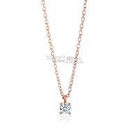 Tiffany &amp; Co. 0.12克拉 4爪鑽石18K玫瑰金項鍊