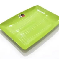 Piring Hijau Motif Serat Daun Segi Kotak Jumbo Besar Melamin Premium Golden Dragon 10" Piring Saji S