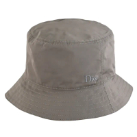【Dior 迪奧】簡約電繡LOGO滿版雙面時尚遮陽帽漁夫帽(深褐/灰)
