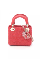 Christian Dior Pre-Loved Christian Dior lady dior mini Heart Cannage Handbag leather Red 2WAY