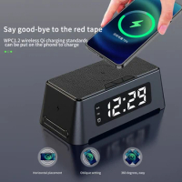 4 in 1 15W Qi Alarm Clock Wireless Charger Pad for iPhone 13 12 11 XS XR 8 Plus Charger for Apple Watch 6 5 4 for Airpods 2/Pro