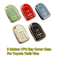 3 Button Car Key Case Cover For Toyota Hiace Fit Yaris 2019-2022 Vios 2014 2015 2016 2017 2018-2020 2021 Auto Interior Parts