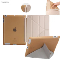 Fold Case for Apple iPad 2 3 4 Silicone Wake Up Sleep Flip PU Leather Case Cover With Smart Stand Holder for iPad 2/3/4 + Film