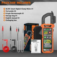 HM801 Digital Clamp Meter 600A AC/DC Current Detector and 600V AC/DC Voltage Tester Ohm Continuity H