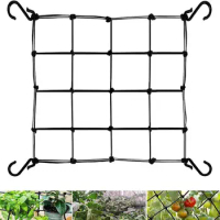 Grow Tent Trellis Net Elastic Hydroponics Garden Trellis Net with Hooks for Indoor Garden Vegetable Climbing Vine Plants