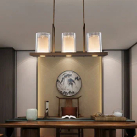 New Chinese Style Lamps Minimalist Long Bar Bar Restaurant Tea Table Zen Modern Chinese Style Study Chandelier