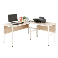 【DFhouse】頂楓150+90公分大L型工作桌-楓木色