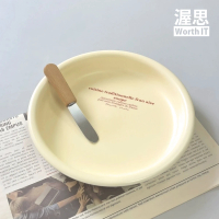 【渥思】韓系奶油色字母盤(餐具.點心盤.陶瓷碗盤.盤子)