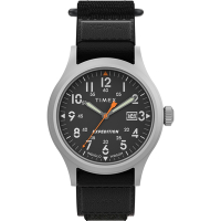 TIMEX  天美時 遠征系列  40mm 戶外手錶 (銀框x黑色織物黏式錶帶 TXTW4B29600)