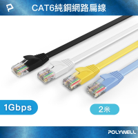 POLYWELL CAT6 高速網路傳輸扁線 /2M