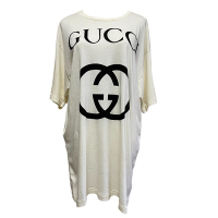 GUCCI Logo Oversize 寬鬆 加長版 短袖 T恤 白色 539081 XS