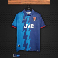 [Suporter Jersey] Arsenal Chimera Away 1995-96 Pria Kualiti Tinggi dengan Logo JVC dan Desain Kilat 