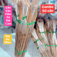 [Combo 50 cần] Cần câu cắm cá lóc trê, dây dù ni nông, lưỡi hạt bắp số 8 chống quát Bắt Cá Fishing Đ