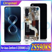 5.9" LCD For Asus Zenfone 8 ZS590KS LCD Display Touch Screen Digitizer Assembly Frame Replacement Parts For Asus I006D