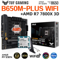 New TUF GAMING B650M PLUS WIFI +AMD R7 7800X 3D CPU DDR5 6400+(OC) MHz M.2 USB3.2 128G WIFI6 BluetoothSocket AM5 Motherboard